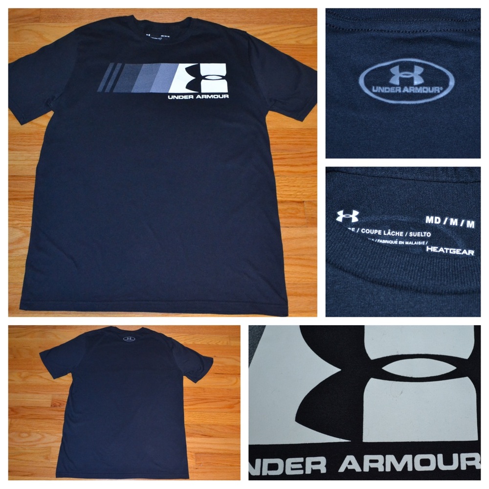 Men’s Under Armour black Heat Gear logo tee, size M
